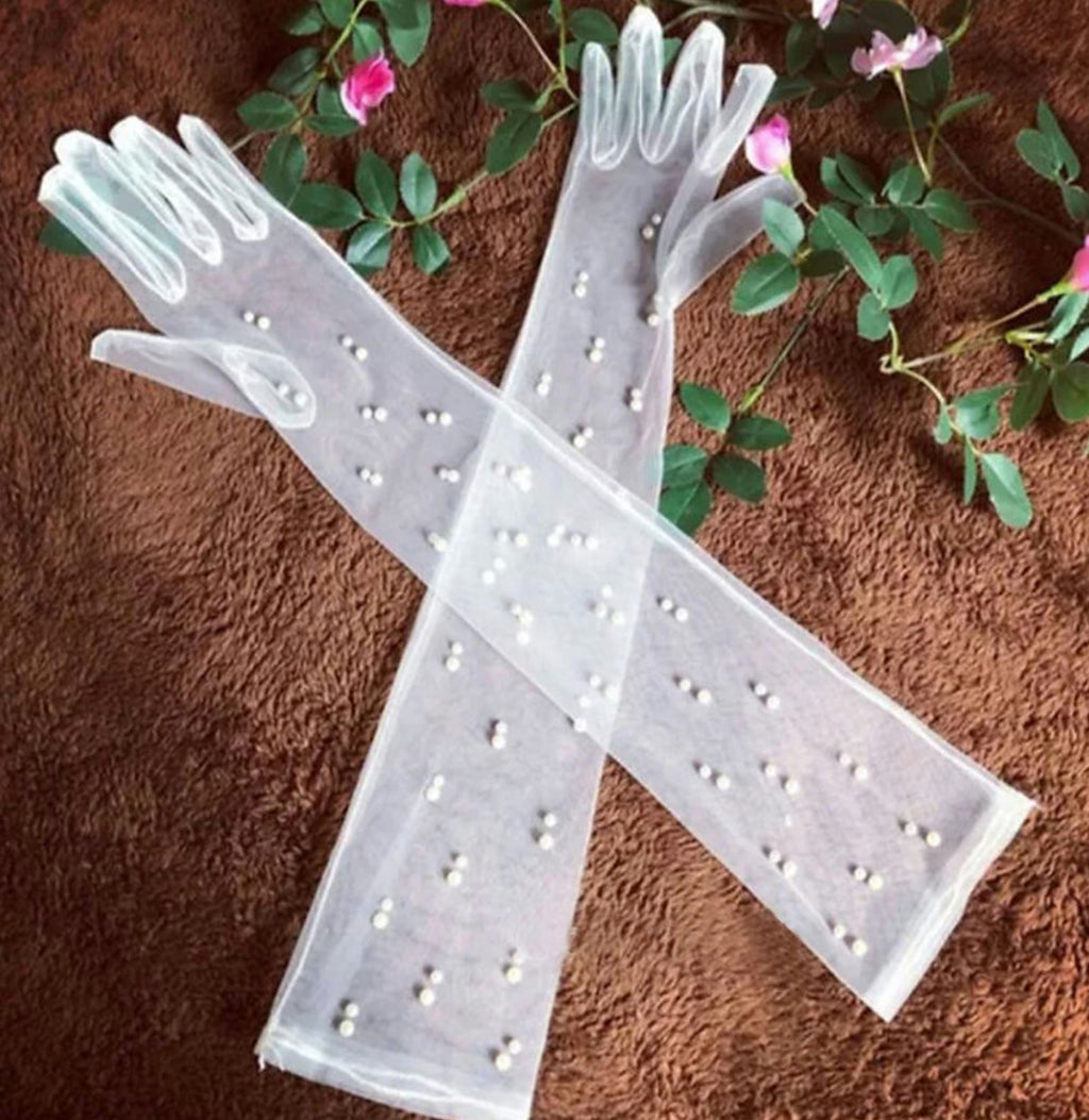 Bridal Gloves - 3/4th Length Full Net