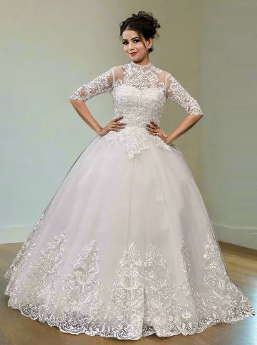 High Neck Christian Wedding Gown