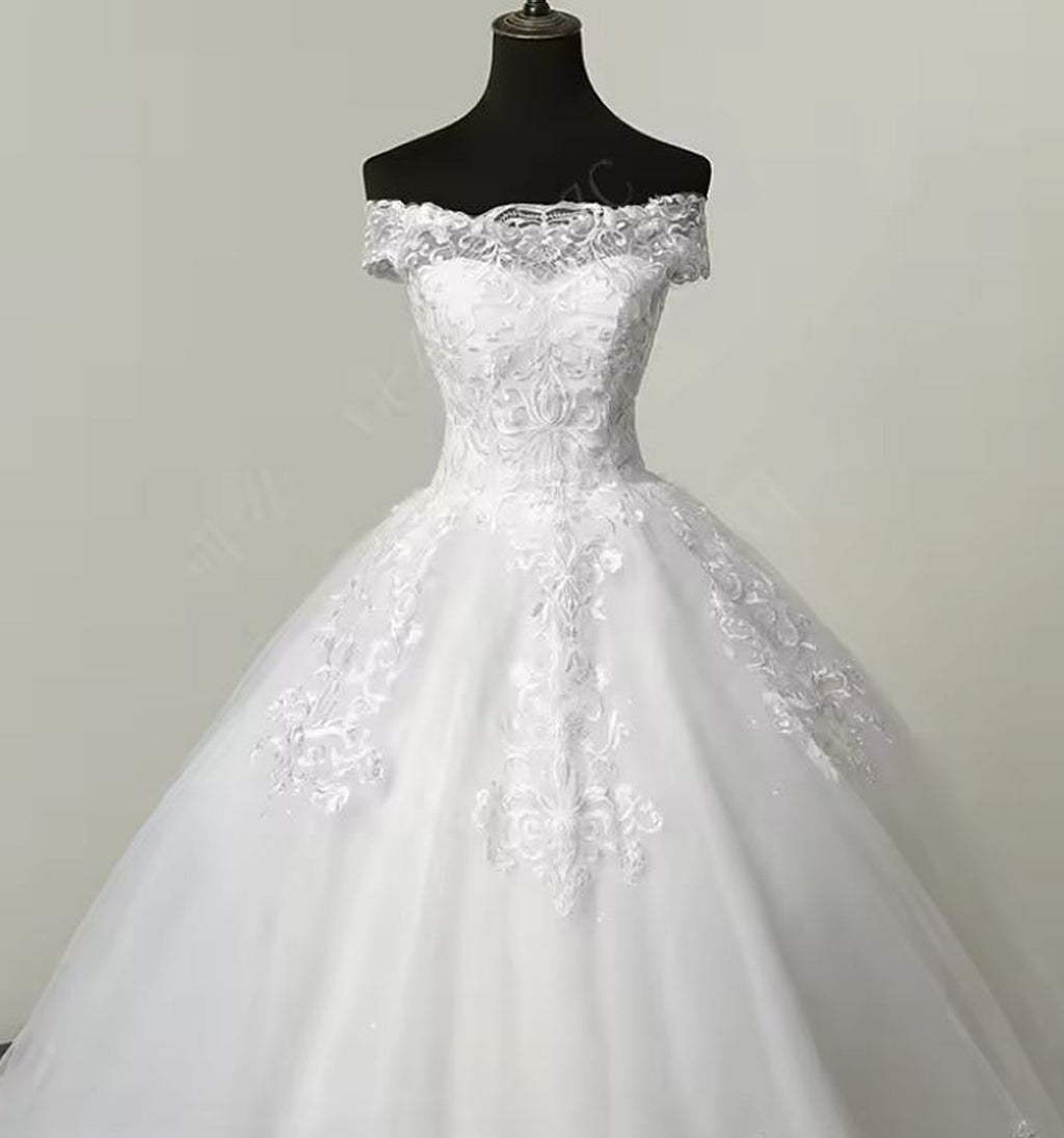 VIntage Off Shoulder Wedding Gown