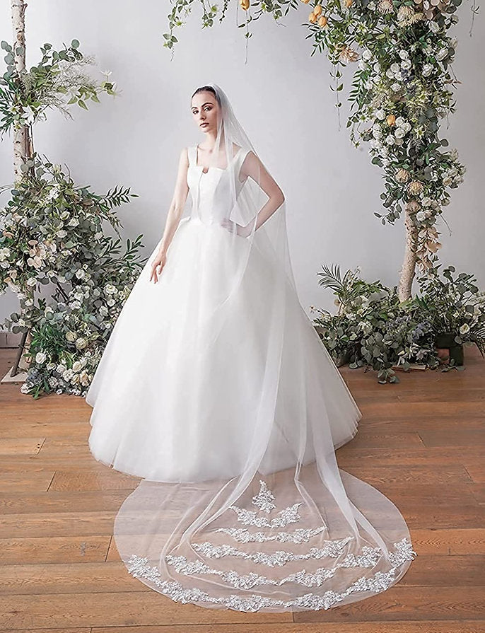 Bridal long veil 2 with front layer