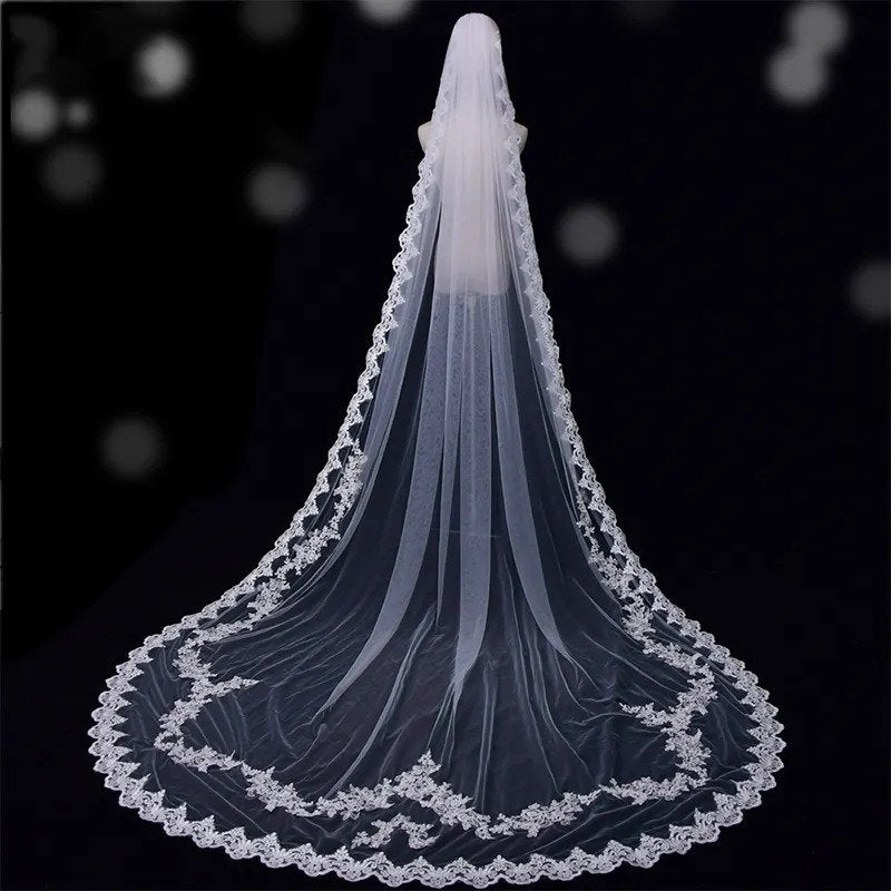Bridal White veil with comb with Front Face Layer [ 3.5 Meter ]