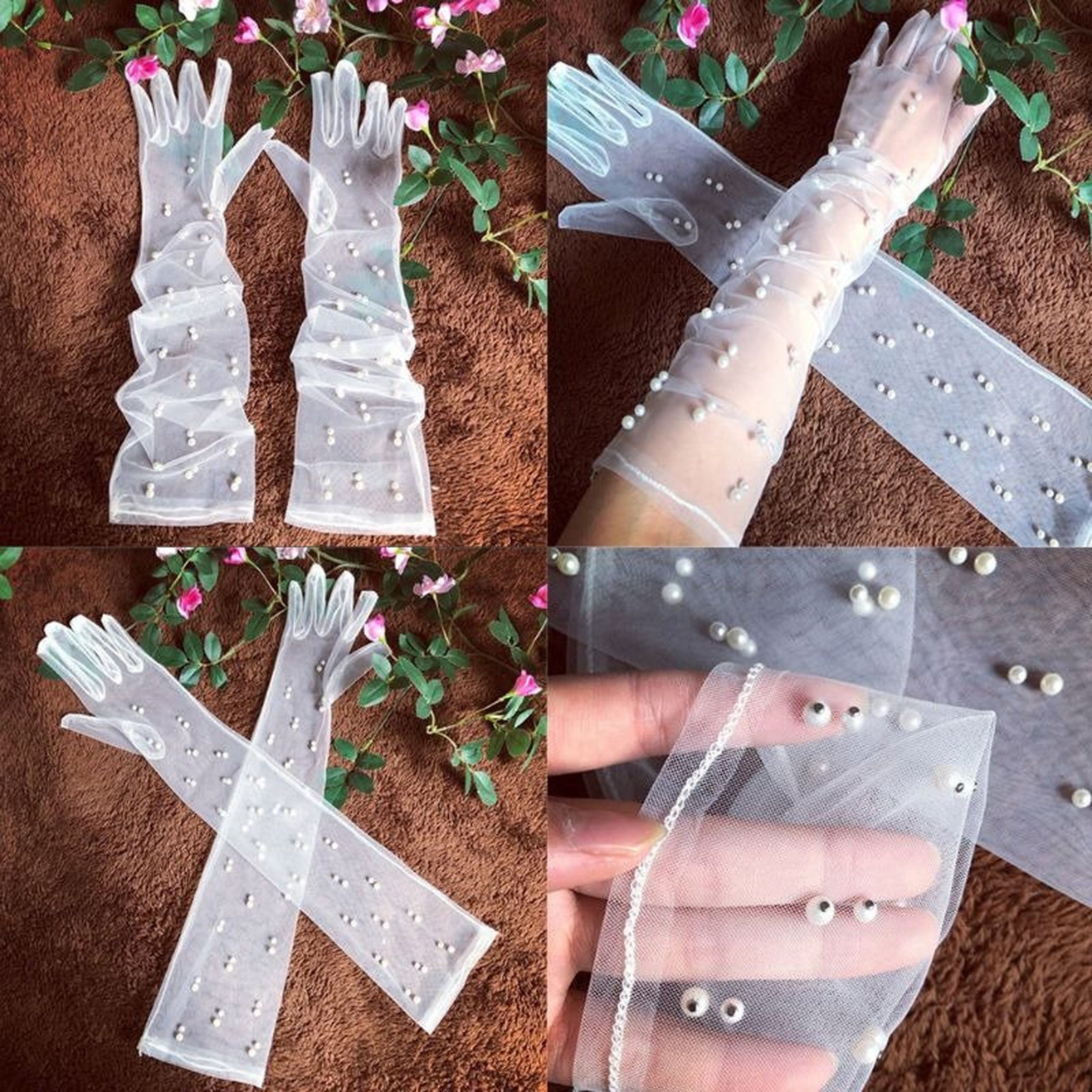 Bridal Gloves - 3/4th Length Full Net