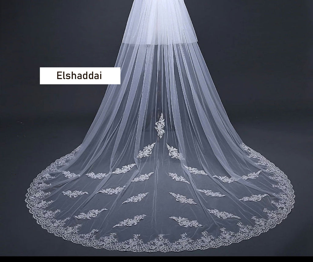 Wedding Veil with face layer in front border with comb 3.5 Meter