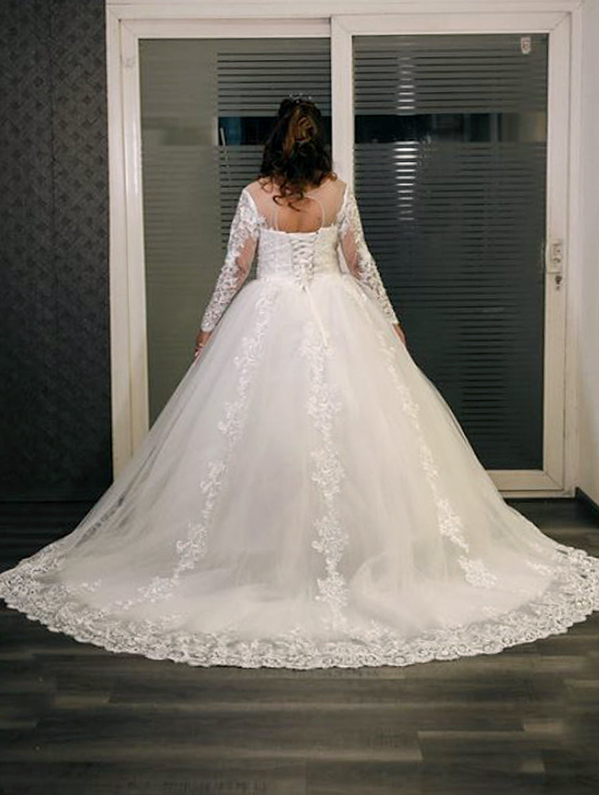 Christian Wedding Bridal Train Gown With Sleeves