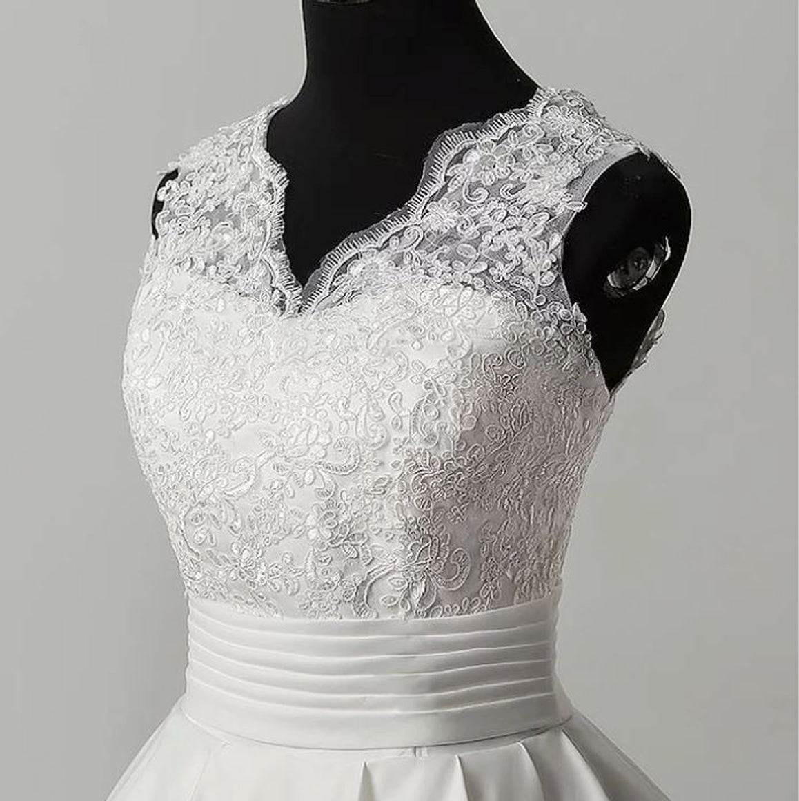 White Christian  Wedding Train Satin Dress Without Sleeves