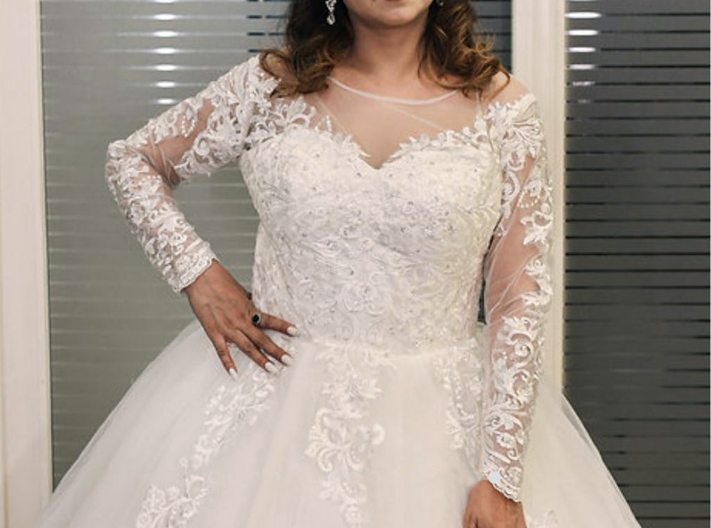 Christian Wedding Bridal Train Gown With Sleeves