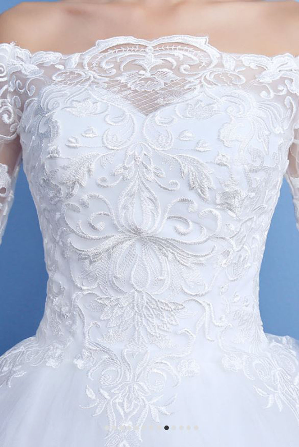 VIntage Off Shoulder Wedding Gown